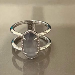 Kendra Scott silver double band size 8 ring with grey stone